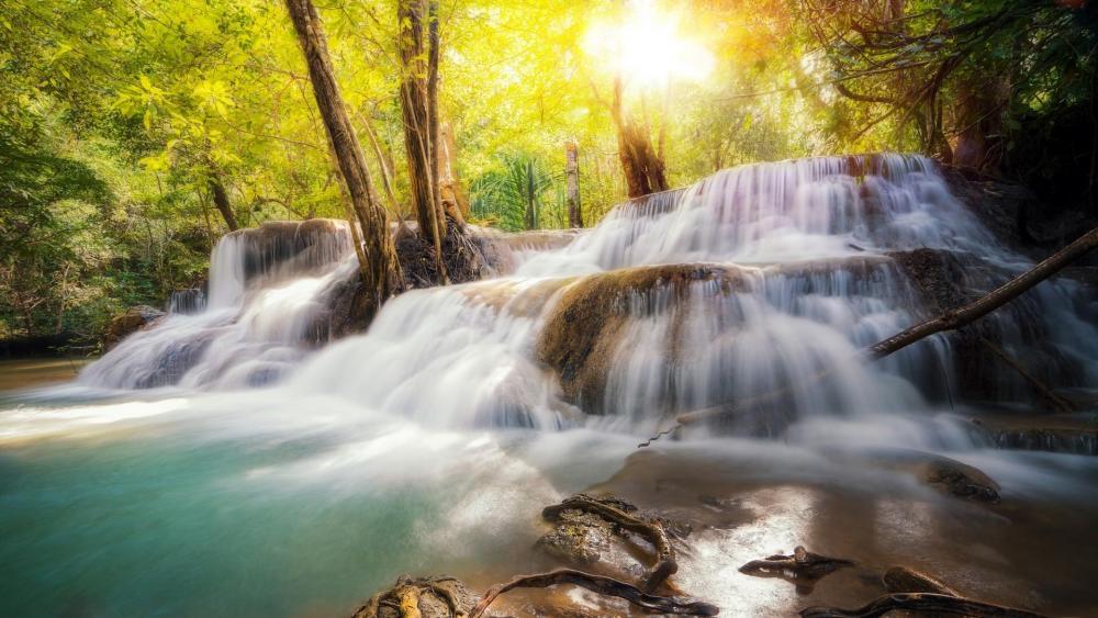 Huay Maekamin Waterfall, Khuean Srinagarindra National Park, Thailand wallpaper