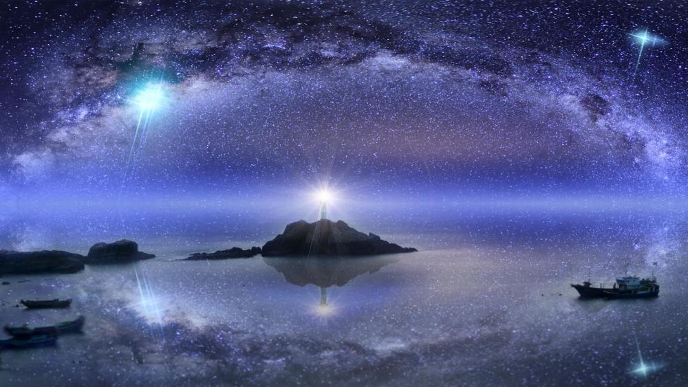 The starry sky of East Pole Island, Dongji, Taiwan wallpaper