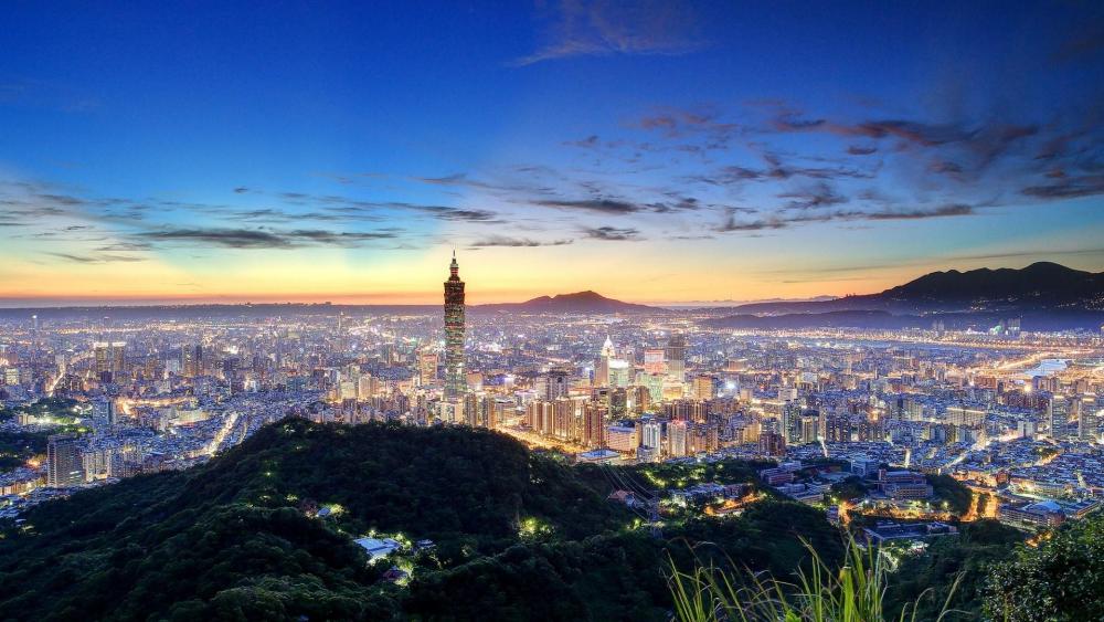 Taipei skyline at dawn wallpaper