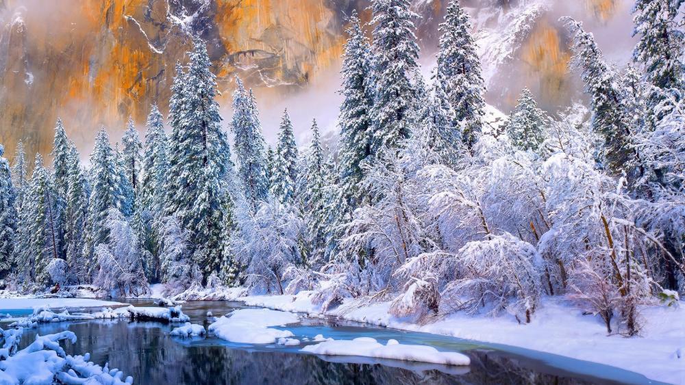 Yosemite National Park at wintertime wallpaper