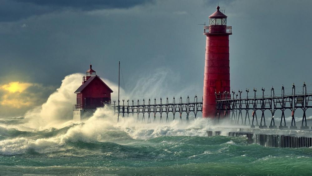 Grand Haven South Pier & Lighthouses wallpaper