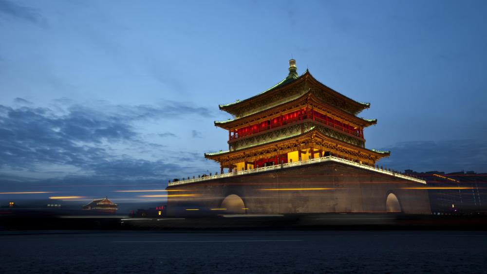 Bell Tower of Xi'an Long Exposure photo wallpaper