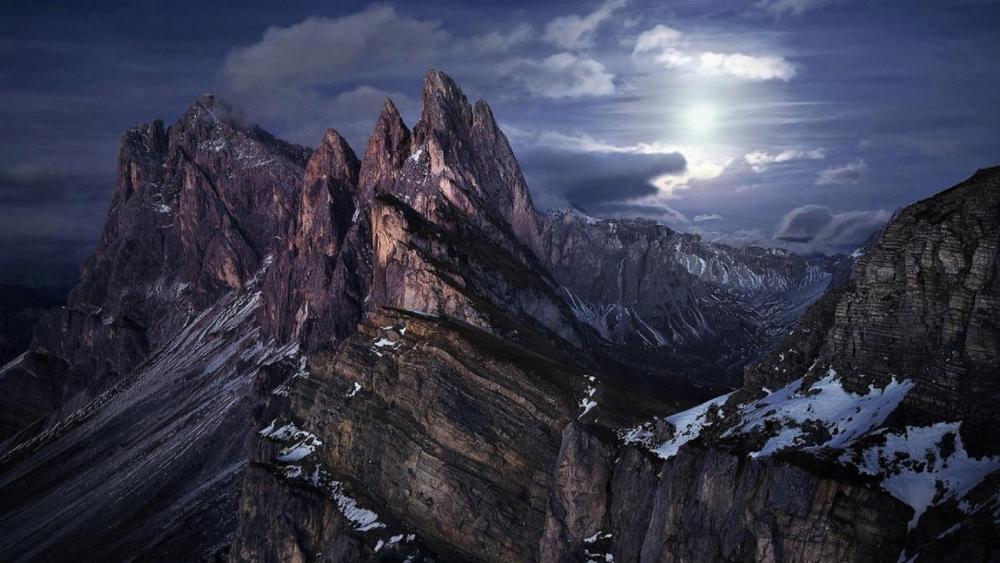 Dolomites in the moonlight wallpaper