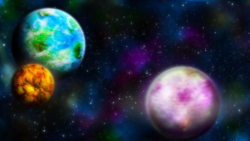 Colorful planets - Space art wallpaper