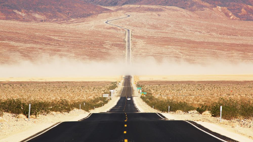 Californian desert road through the Death Valley wallpaper