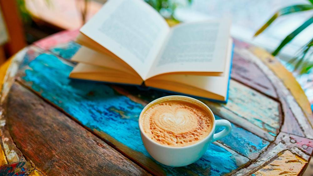 Coffee and book wallpaper