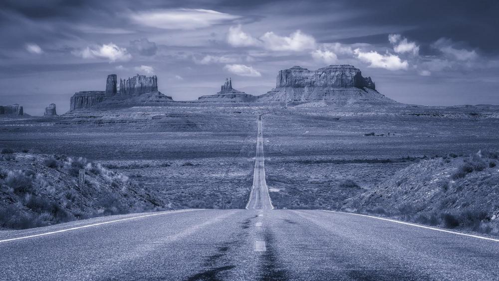 Monument Valley black and white landscape wallpaper