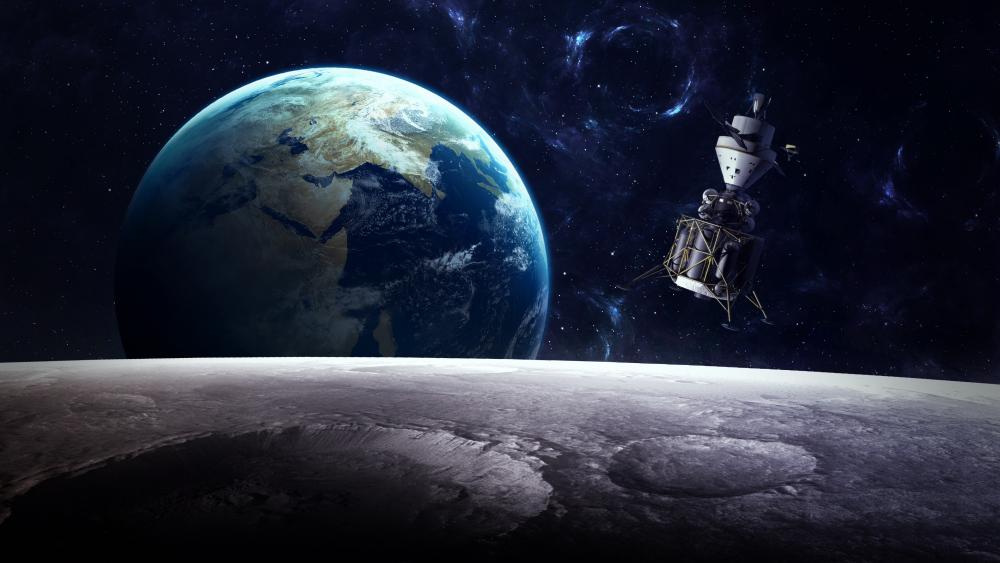 Earth and satellite - Space art wallpaper
