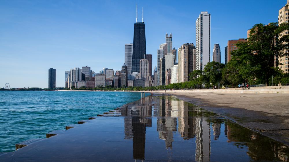 Chicago skyscrapers mirroring wallpaper