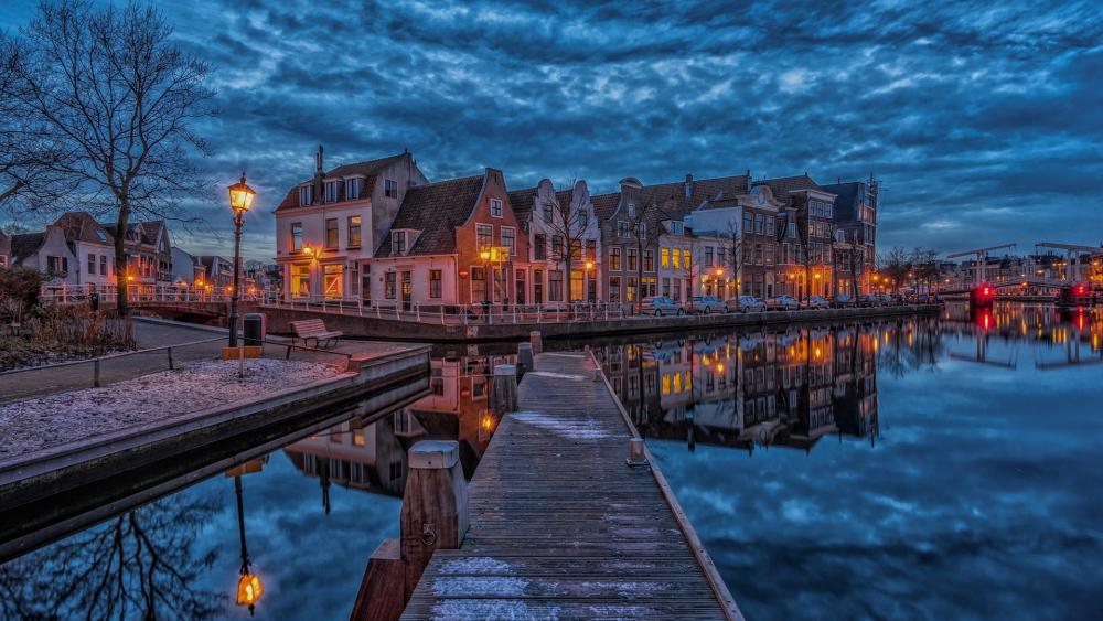 Haarlem canal reflection wallpaper