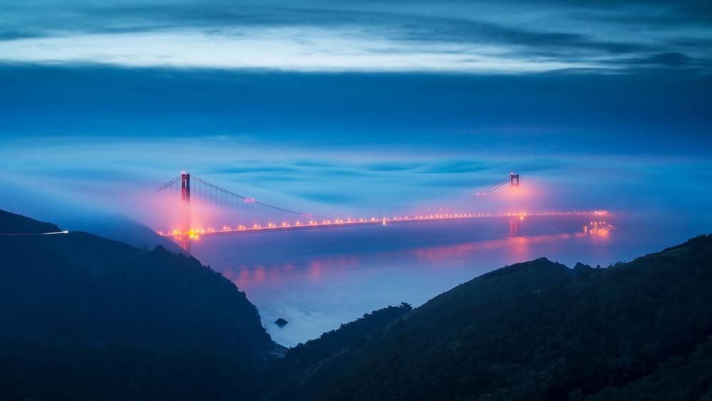 Golden Gate Bridge in clouds wallpaper