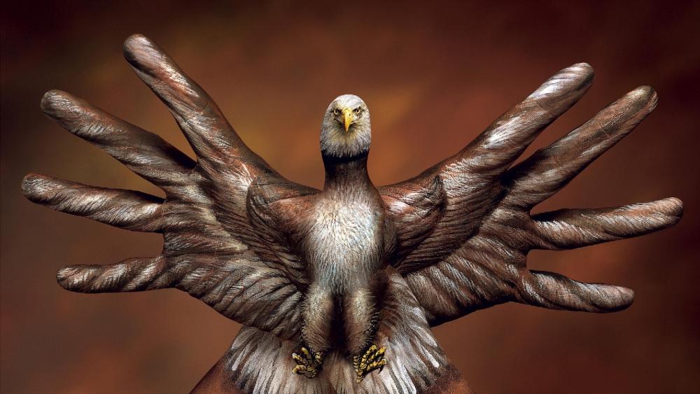 Bald eagle hands - Body painting art wallpaper