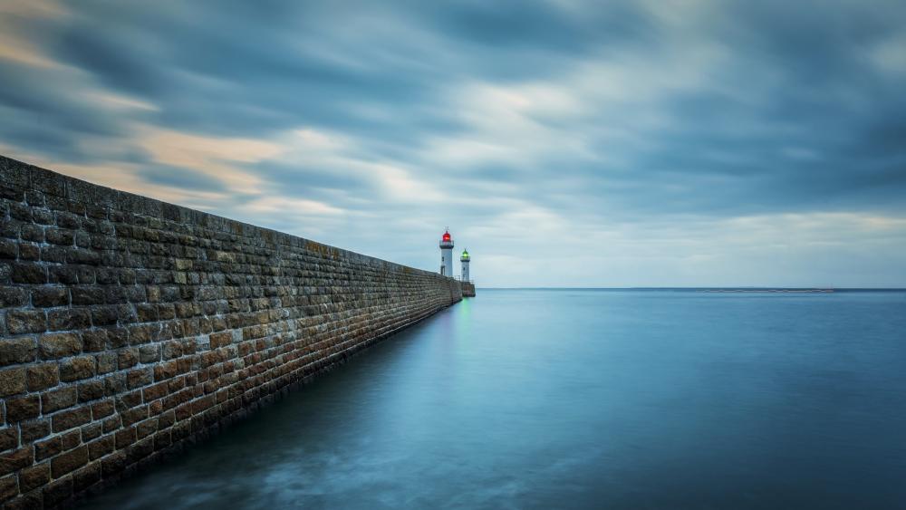 Breakwater lighthouses (Belle Ile, France) wallpaper