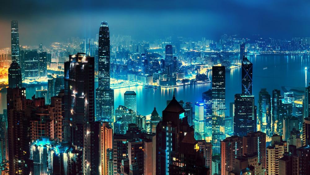 Hong Kong at night wallpaper