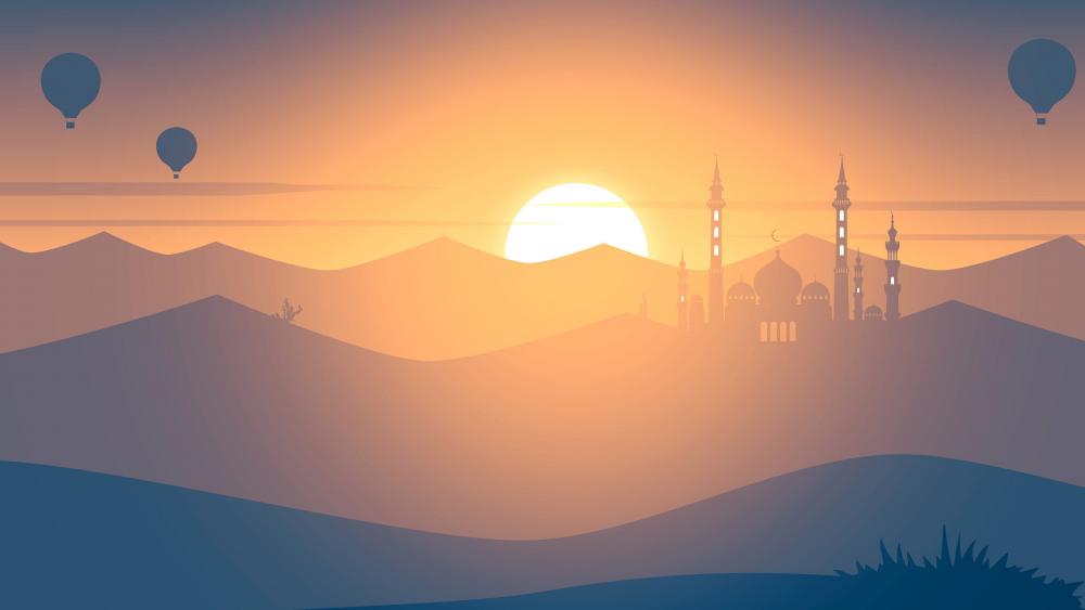 Mosque at sunset wallpaper
