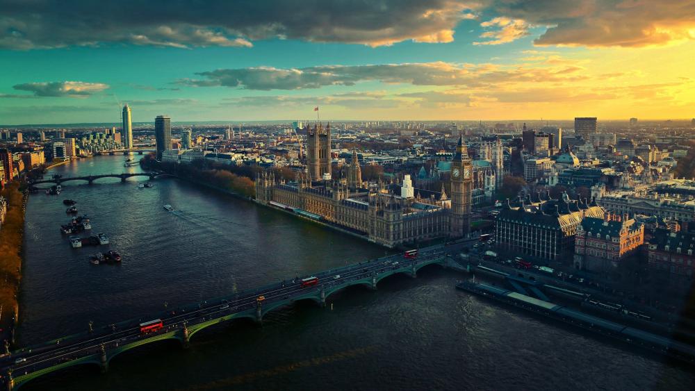 London skyline at sunset wallpaper
