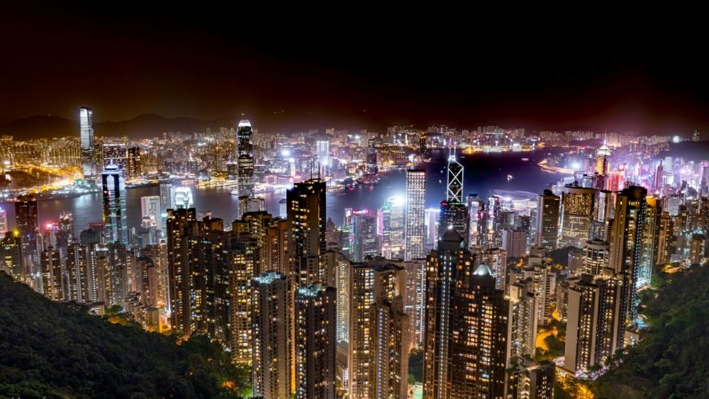 Hong Kong citylights from Victoria Peak wallpaper