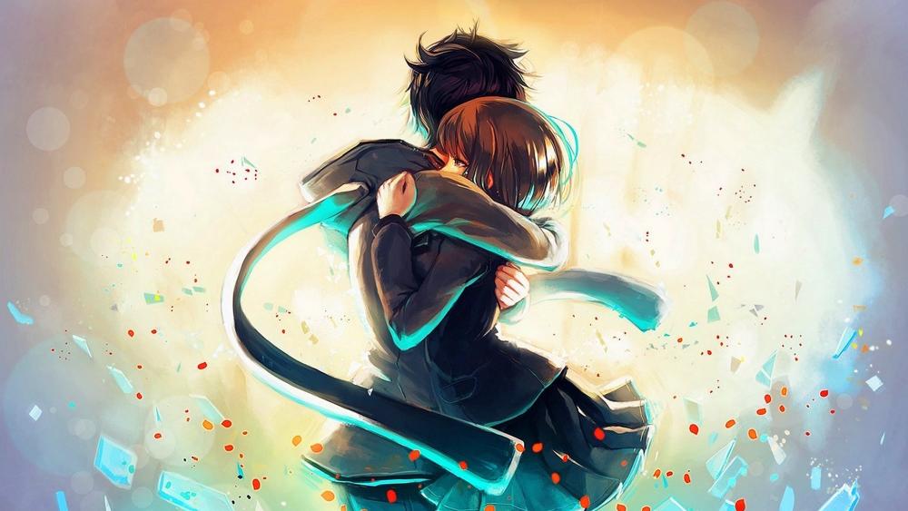 Anime hugging wallpaper