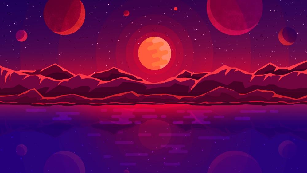 Space sunset wallpaper