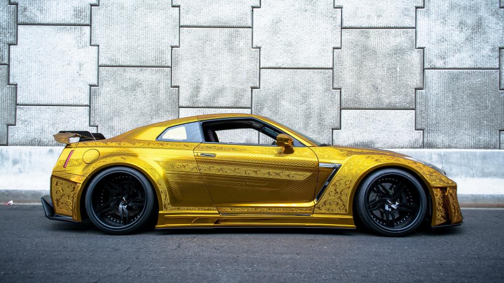 Gold Nissan GT-R wallpaper