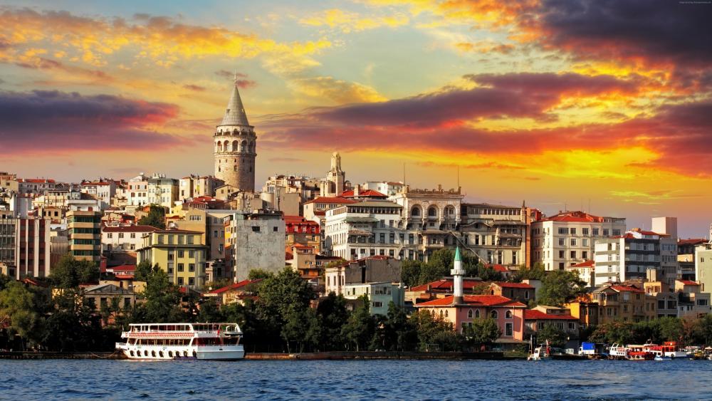 Istanbul at sunset wallpaper