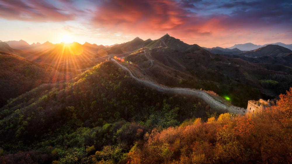 Sunset at Huanghuacheng Great Wall wallpaper