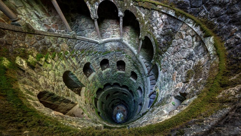 Spiral staircase from above wallpaper