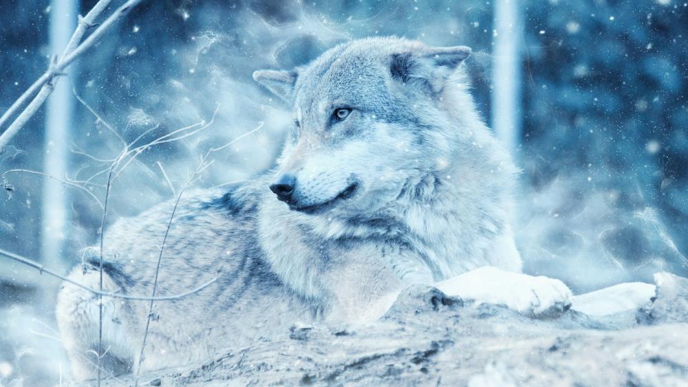 Wolf in winter wallpaper