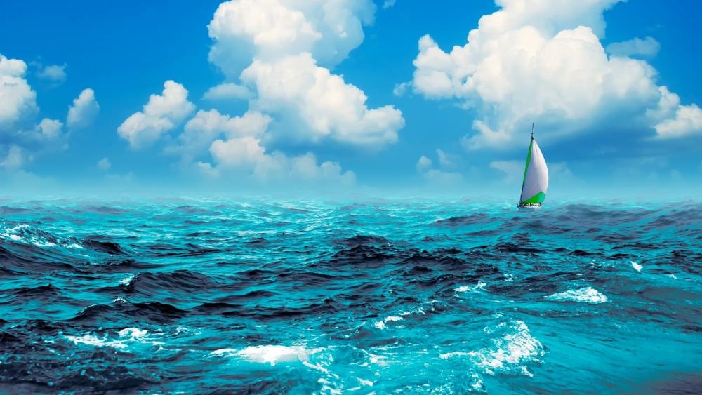 Sailing into the Blue Expanse wallpaper