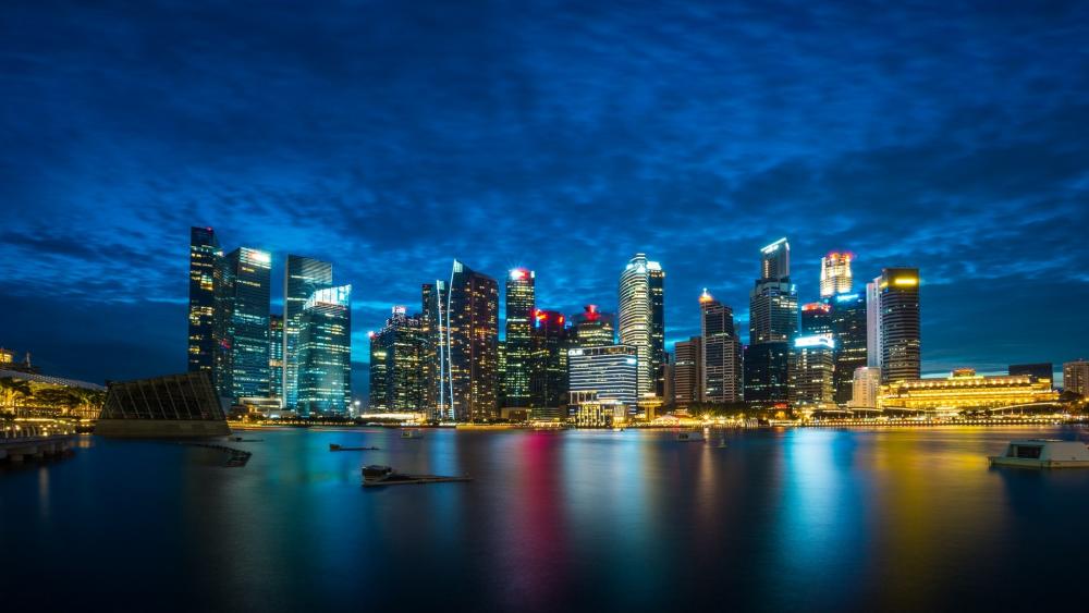 Singapore night skyline wallpaper