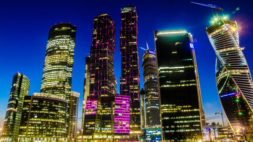 Moscow night skyline wallpaper