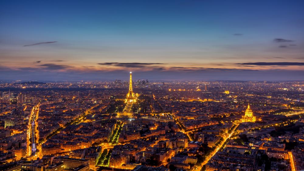 Paris skyline at dusk wallpaper