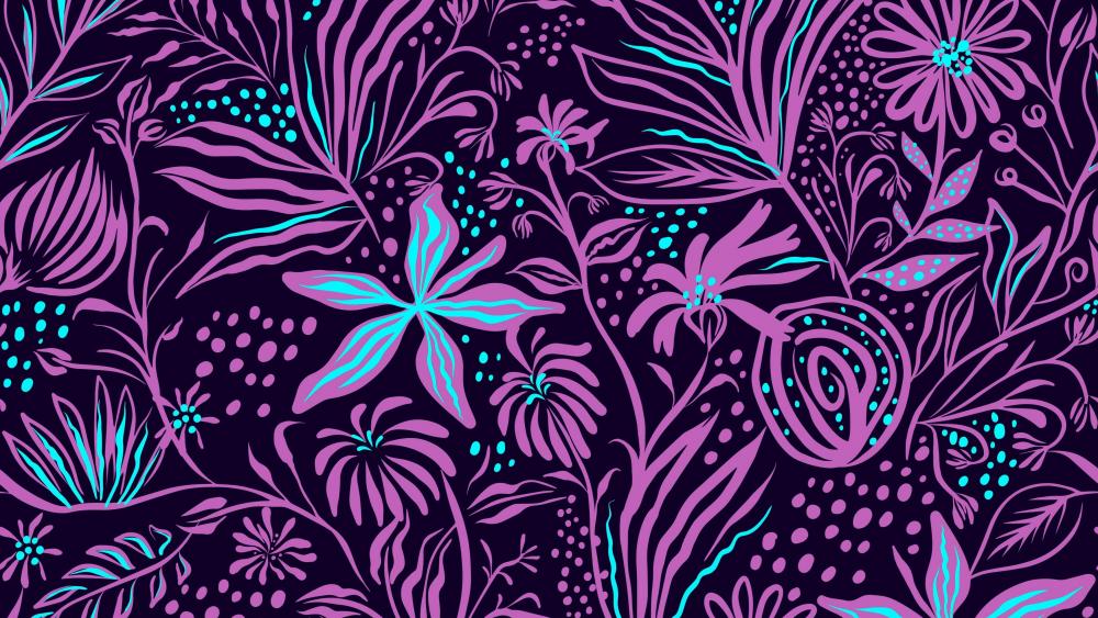 Purple floral pattern wallpaper