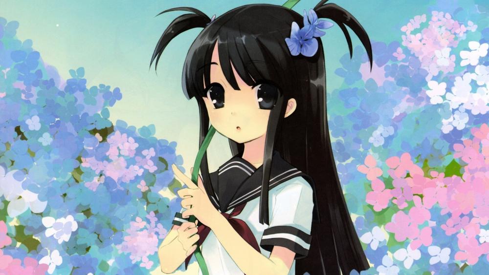 Anime Girl in Blossom Wonderland wallpaper