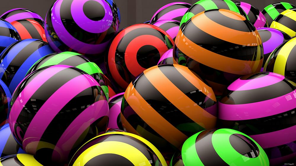 3D multicolor balls wallpaper