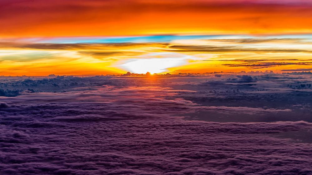 Sunset above the clouds wallpaper