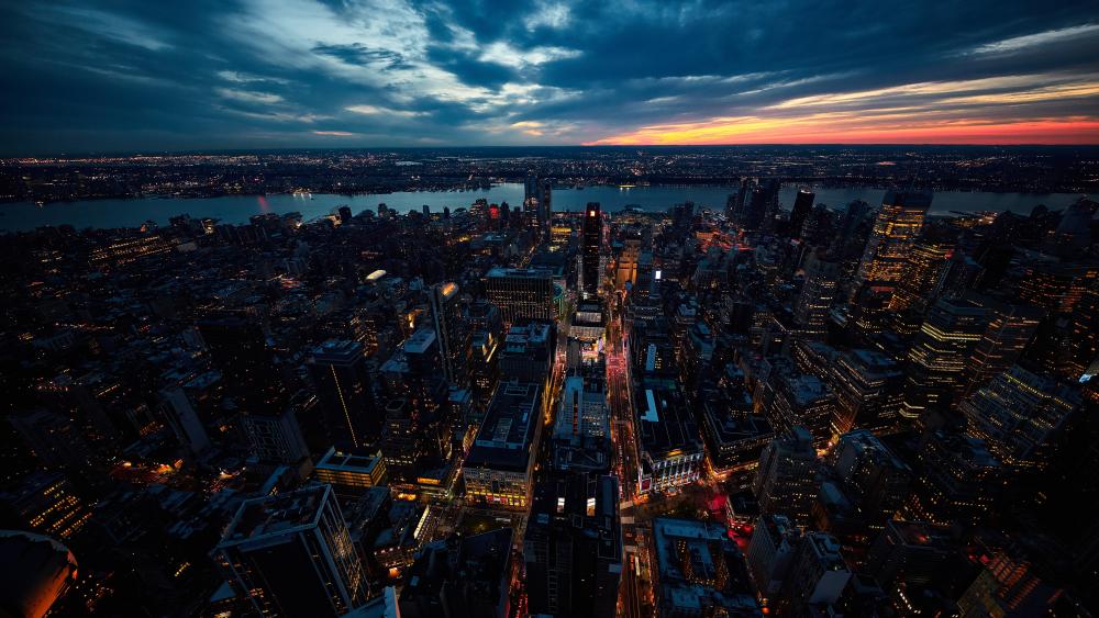 New York City at dusk wallpaper