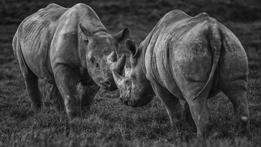 Rhinoceros - Monochrome wildlife photography wallpaper