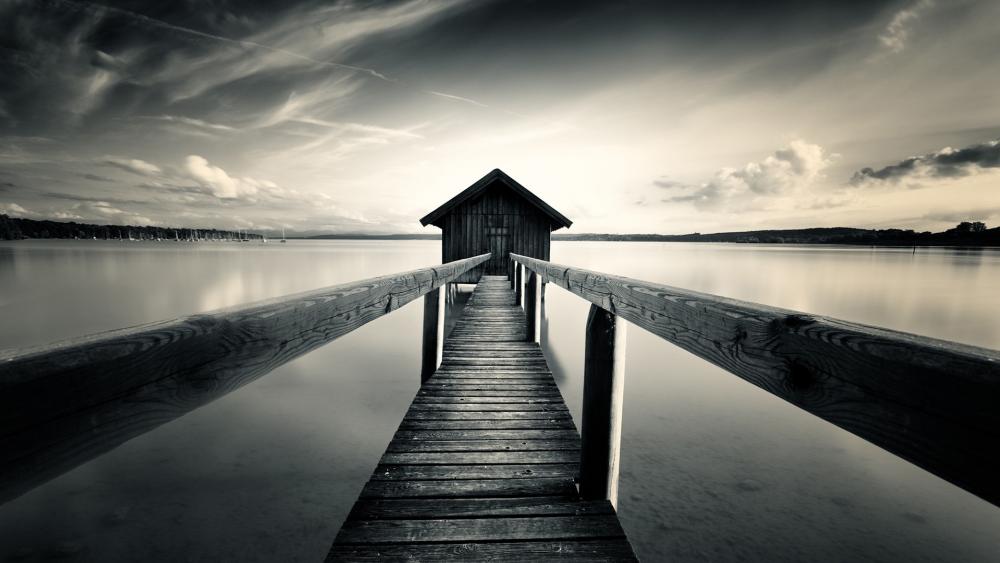 Boathouse - One Point Perspective Photography wallpaper