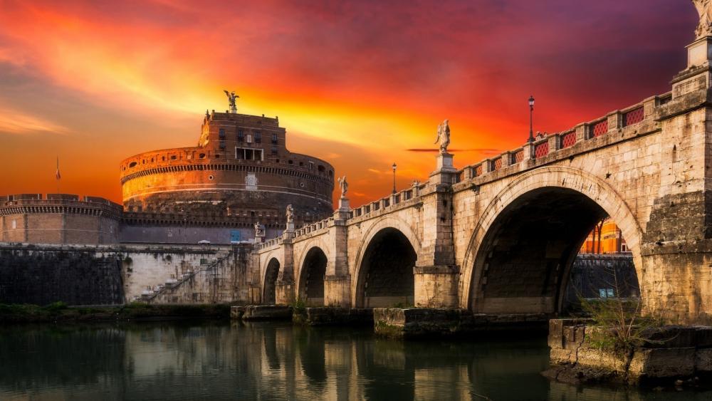 Castel Sant'Angelo and Ponte Sant'Angelo(Rome) wallpaper