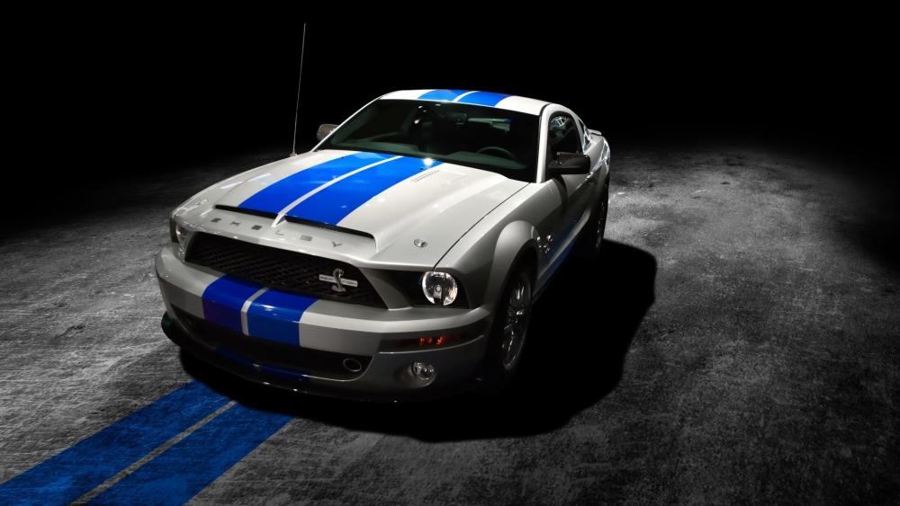 White and blue Shelby wallpaper