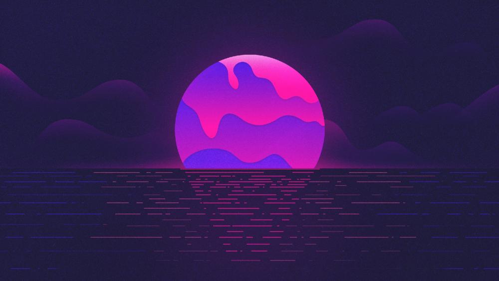Retro Neon Sunset Dreamscape wallpaper