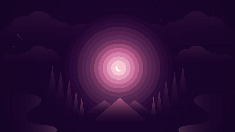 Purple moonlight minimal abstract art wallpaper