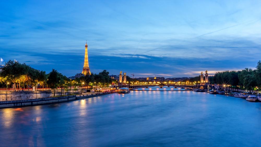 Eiffel Tower and Siene River wallpaper