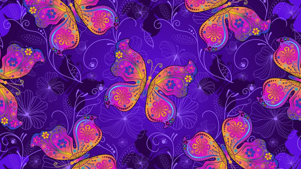 Psychedelic Butterfly Dreamscape wallpaper