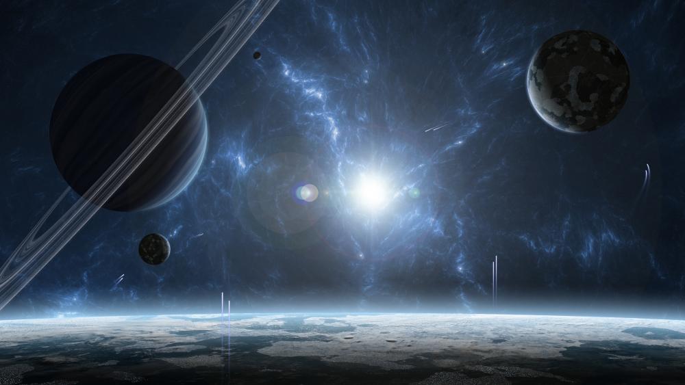 Fantasy planets in the space wallpaper