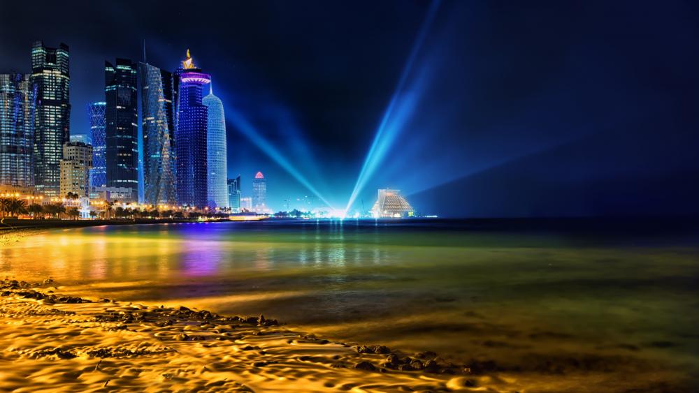Doha city lights wallpaper
