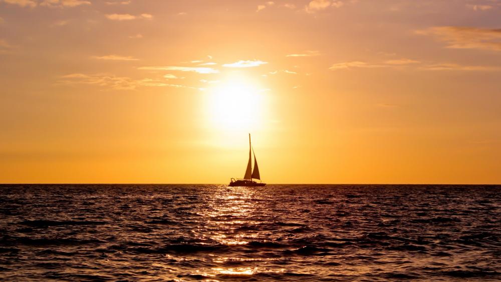Sunset sailing wallpaper