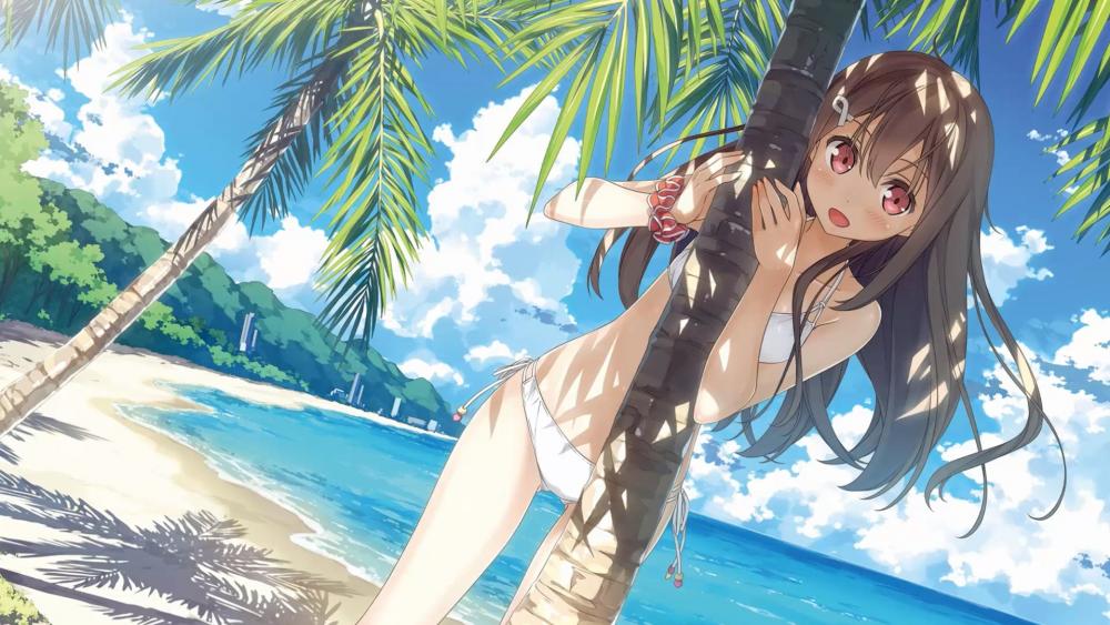 Anime beach girl wallpaper