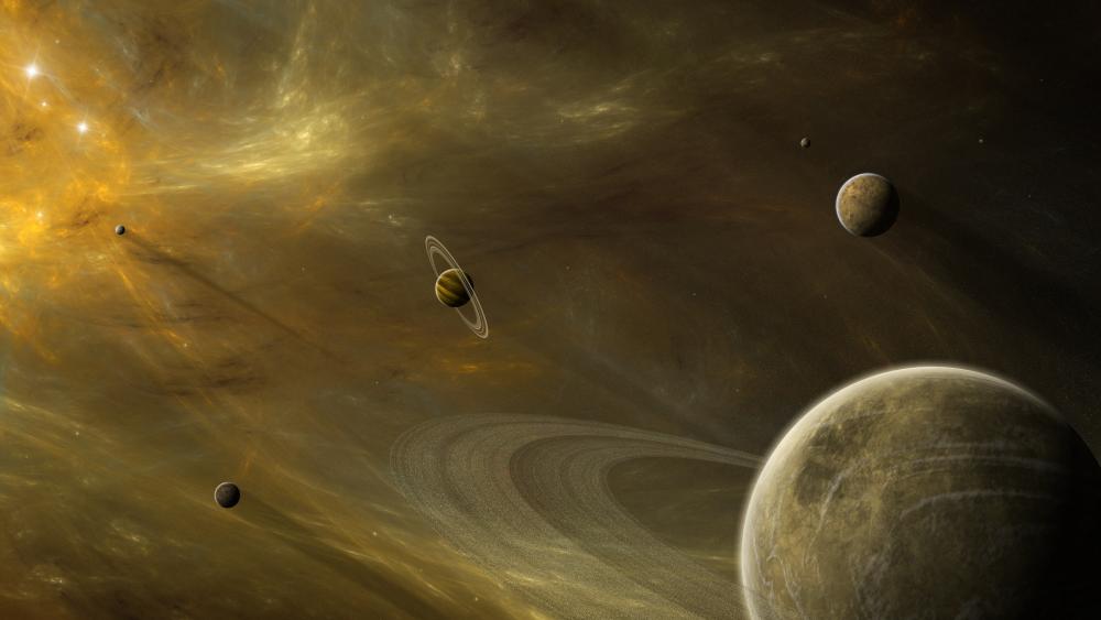 Planets in the universe - Fantasy space art wallpaper